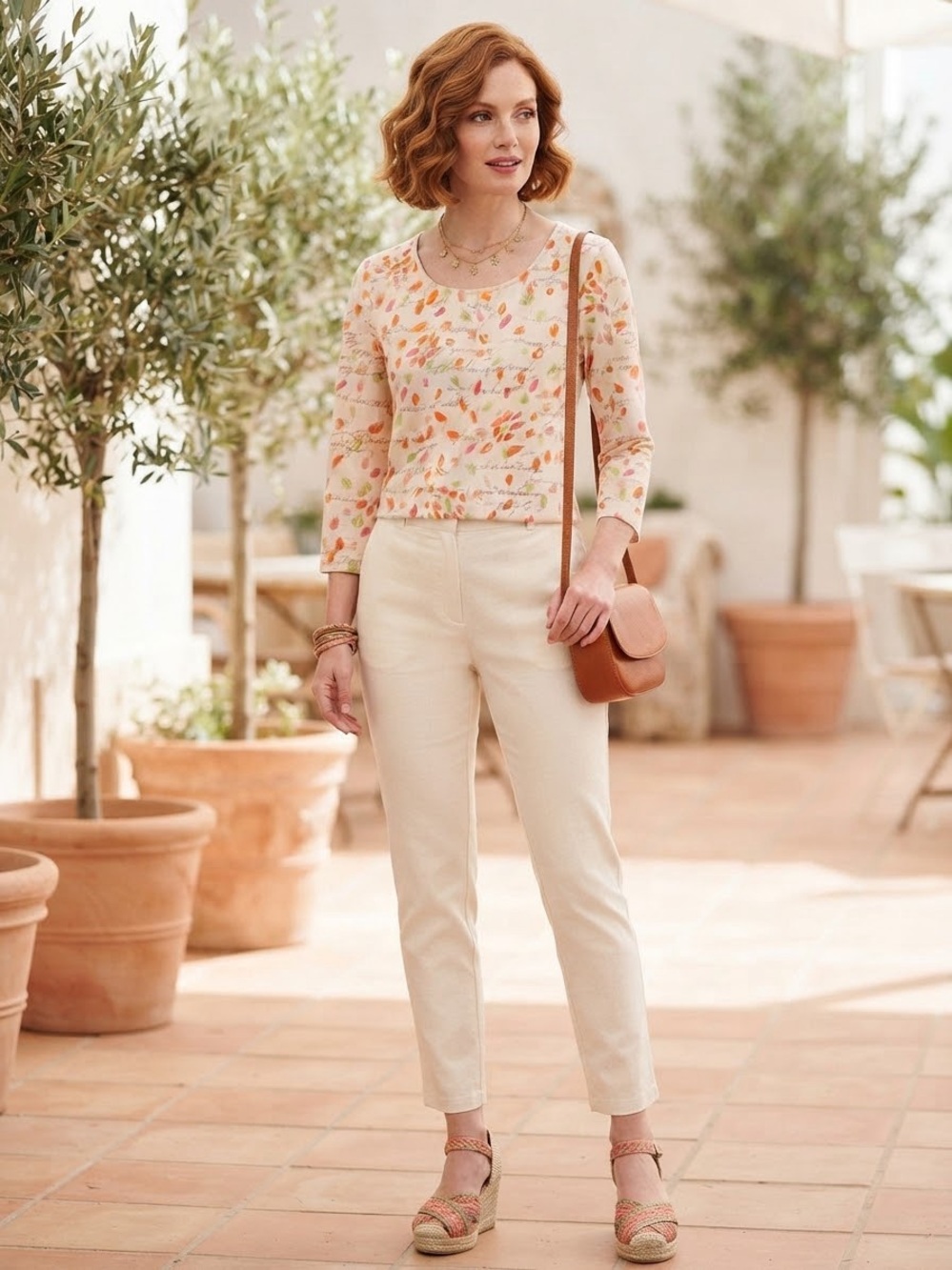 Ruby Rd. Cream Cropped Straight-Leg Pants